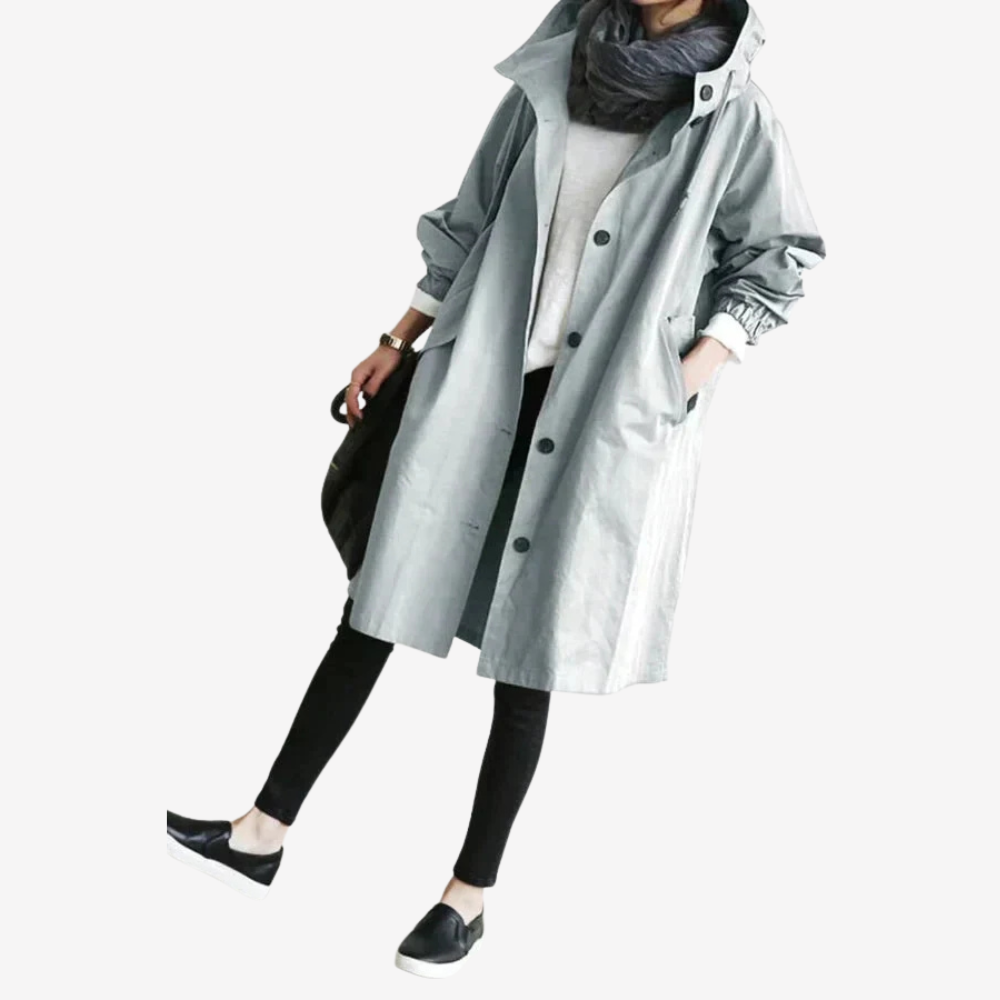 Lightweight Hooded Trench Coat for Women