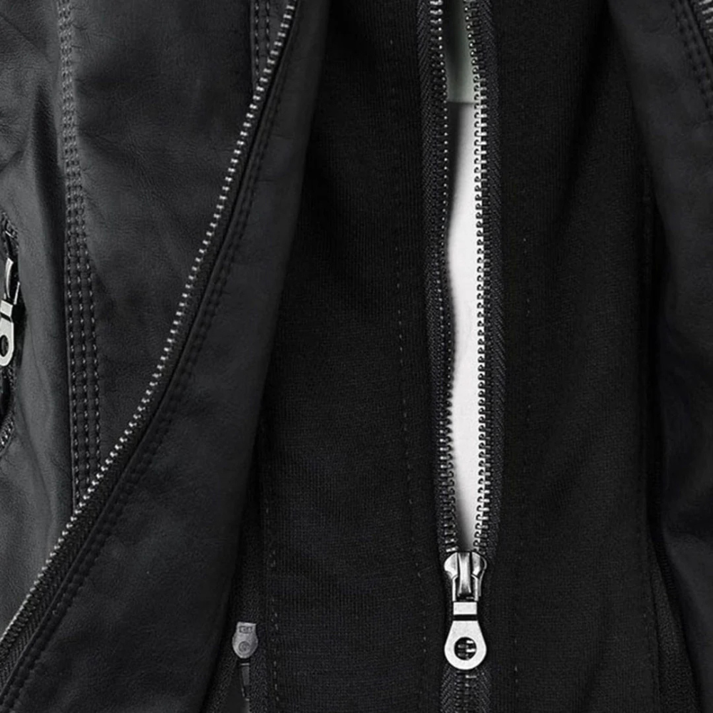 Hooded Faux Leather Biker Jacket for Women