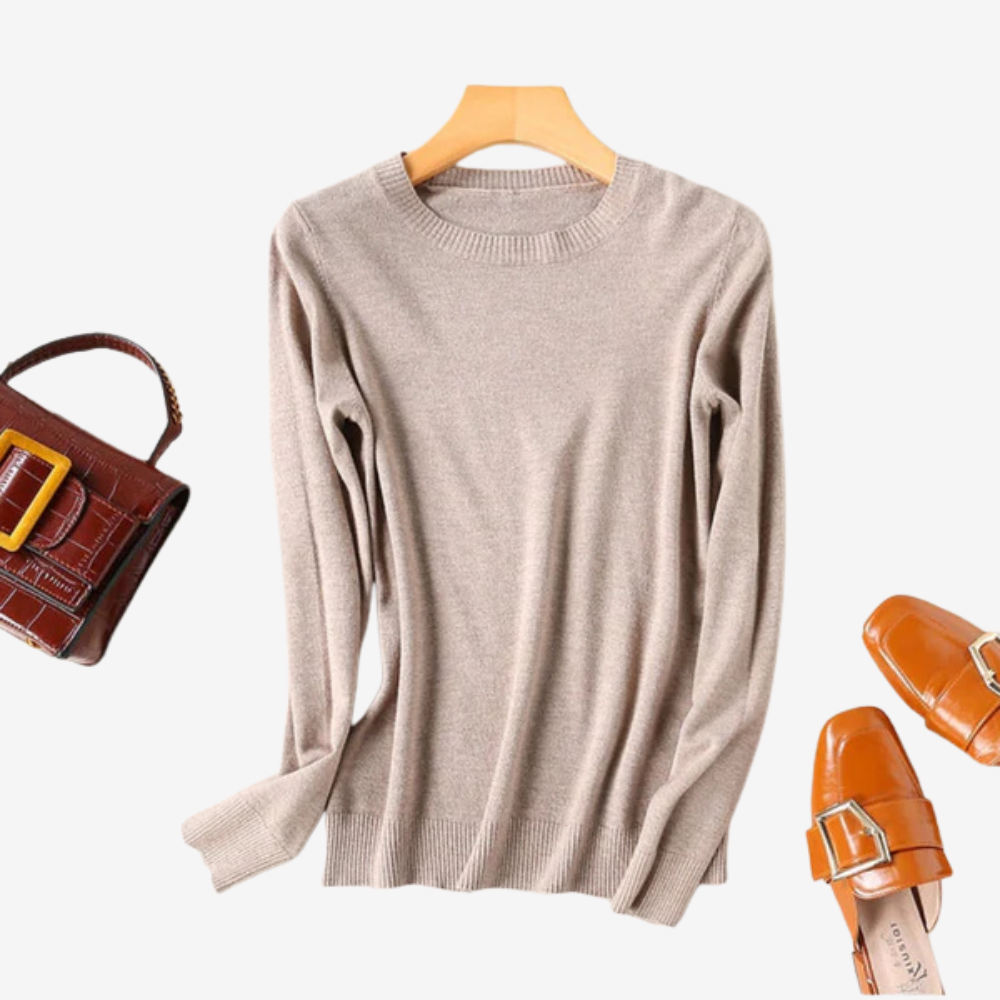 Chic Crewneck Knit Sweater for Women