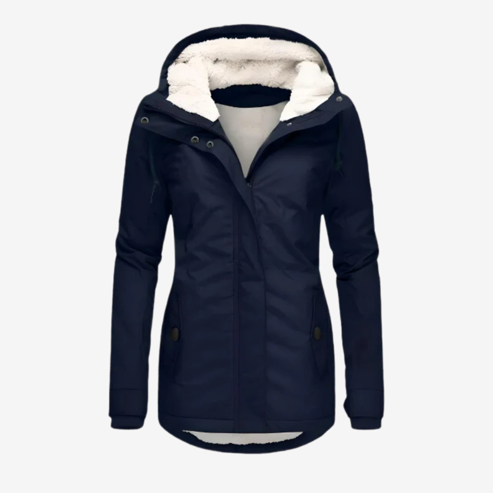 Warm Fleece-Lined Hooded Parka Coat for Women