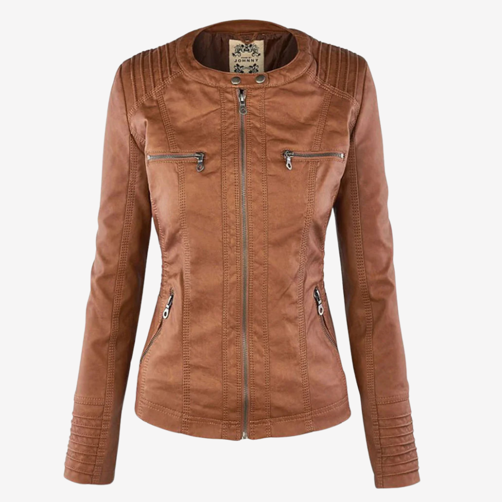 Hooded Faux Leather Biker Jacket for Women