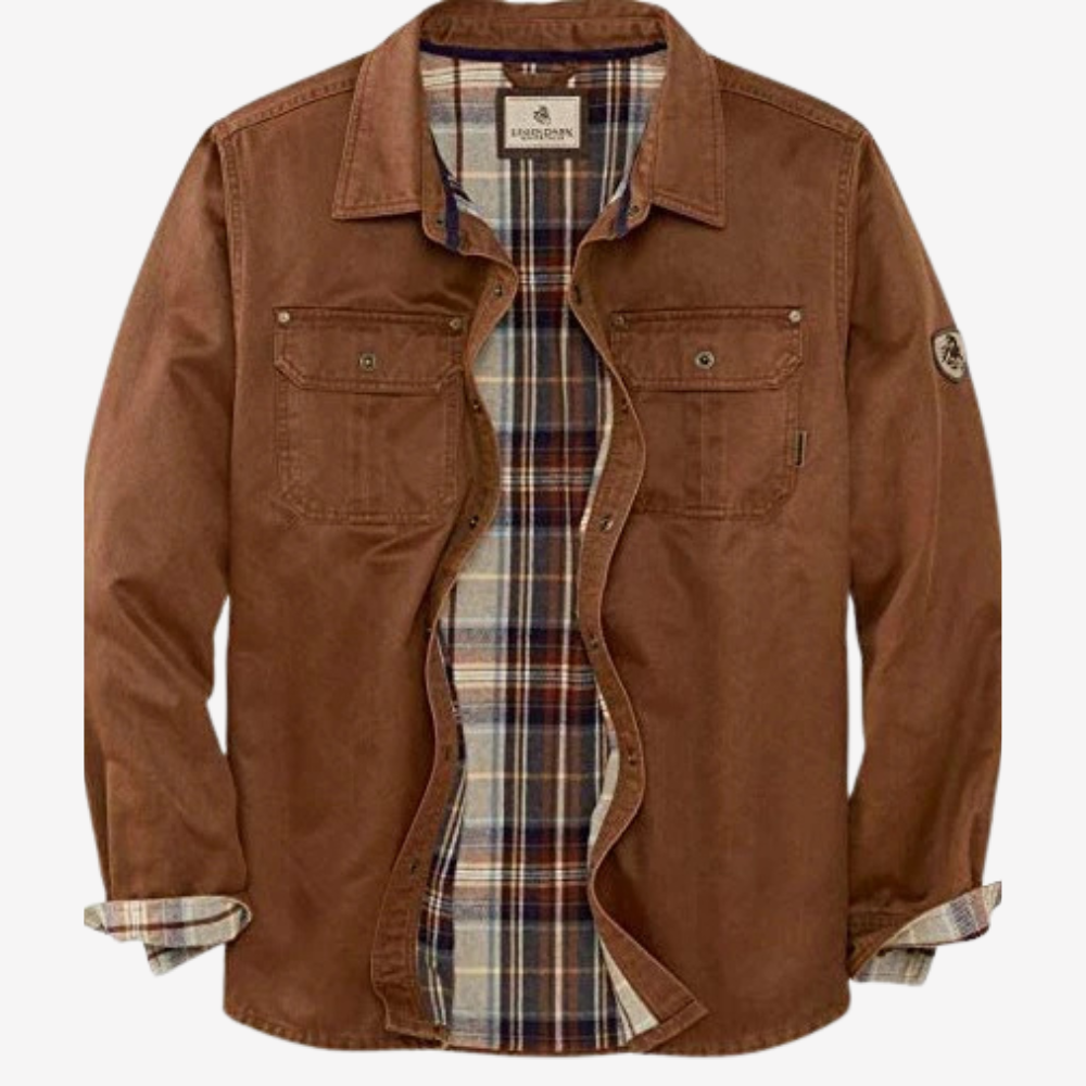 Plaid Lined Casual Shirt Jacket for Men
