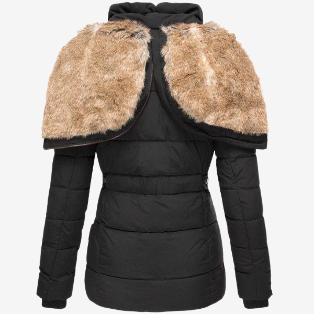 Warm Faux Fur Hooded Puffer Jacket for Women