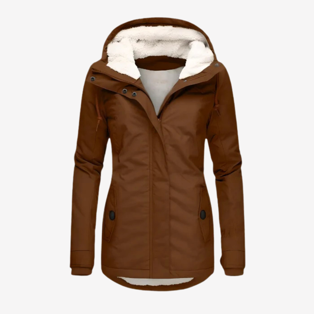 Warm Fleece-Lined Hooded Parka Coat for Women
