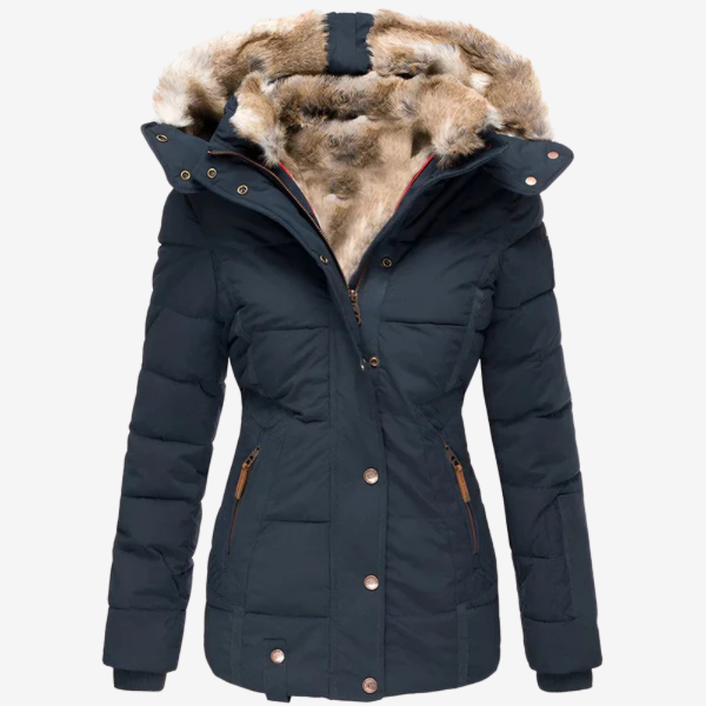 Warm Faux Fur Hooded Puffer Jacket for Women