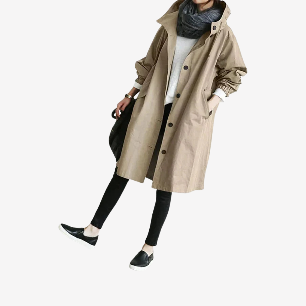 Lightweight Hooded Trench Coat for Women