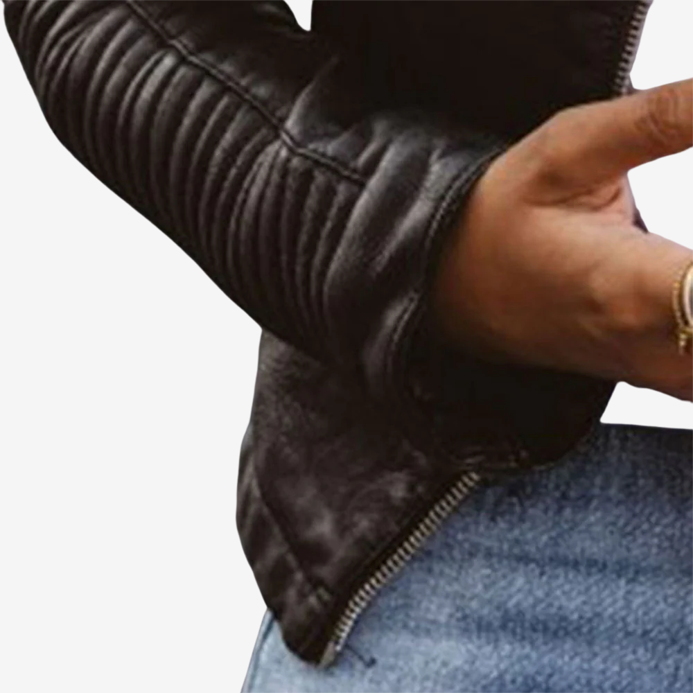 Trendy Faux Leather Biker Jacket for Women