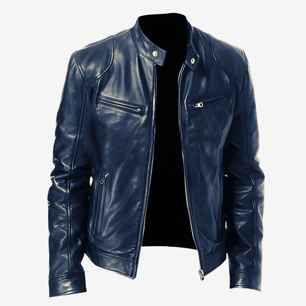Trendy Slim Fit Leather Biker Jacket for Men