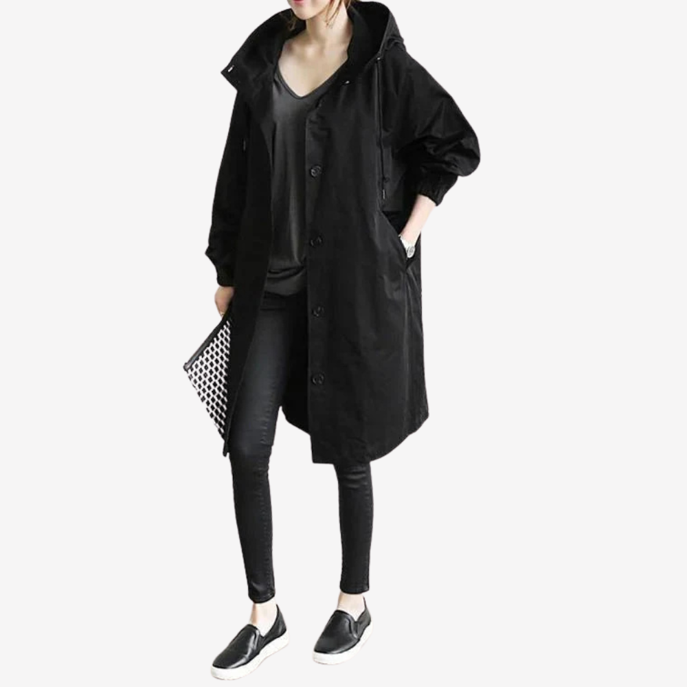 Lightweight Hooded Trench Coat for Women