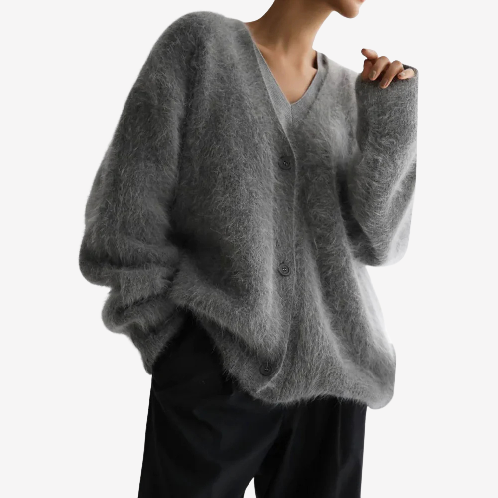Cozy Fluffy Knit Cardigan Sweater for Women