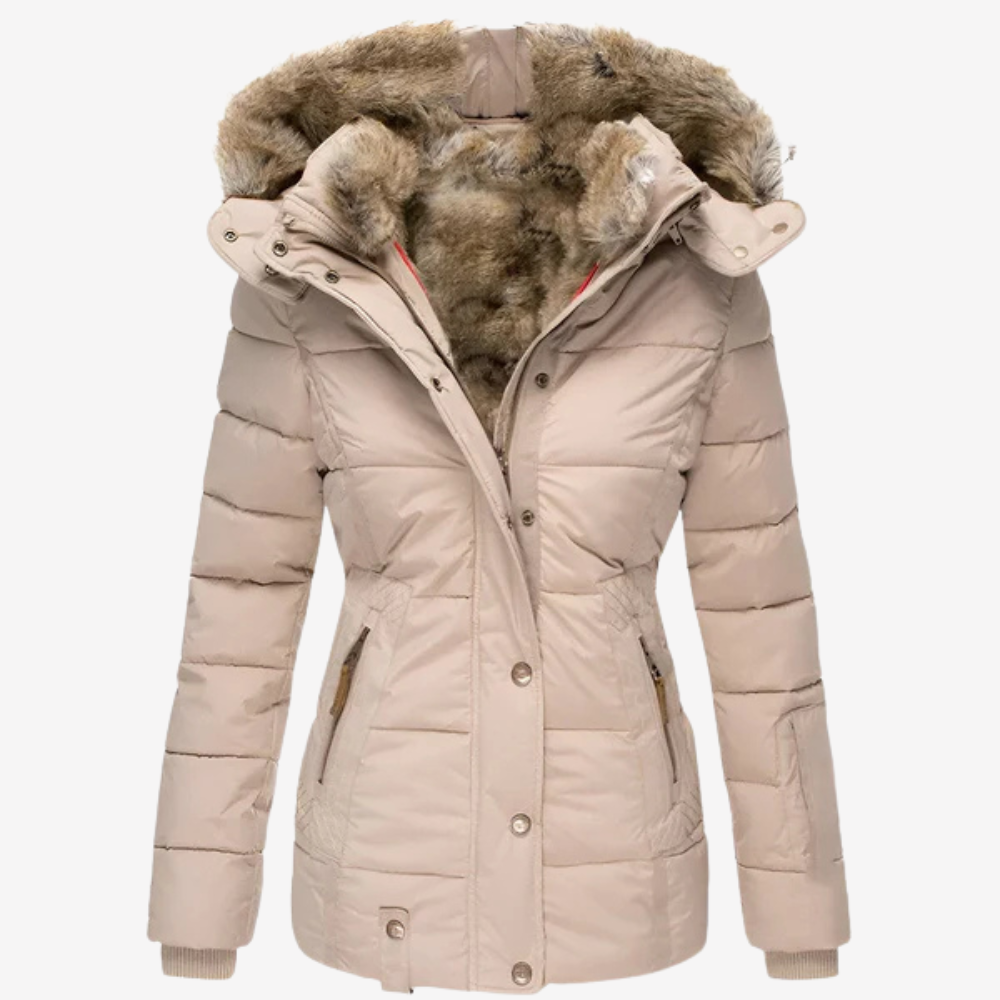 Warm Faux Fur Hooded Puffer Jacket for Women
