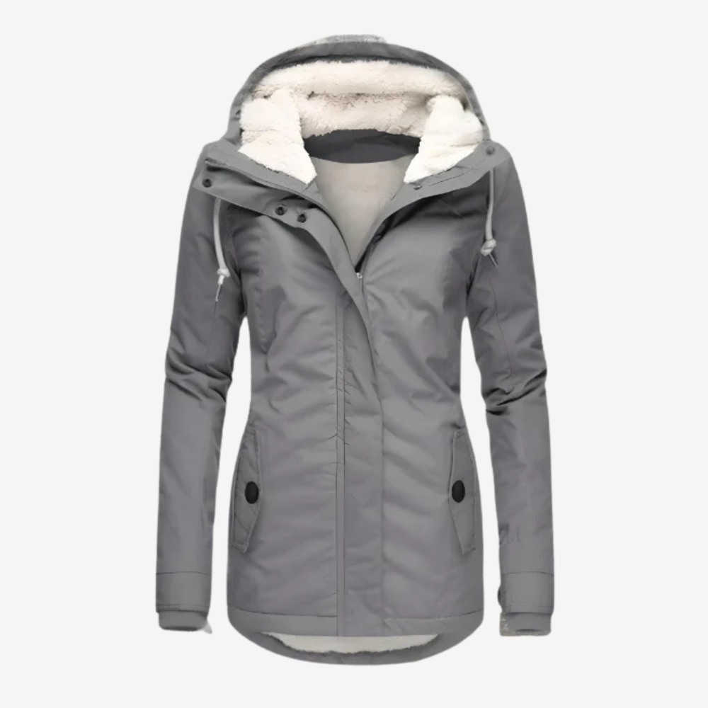 Warm Fleece-Lined Hooded Parka Coat for Women