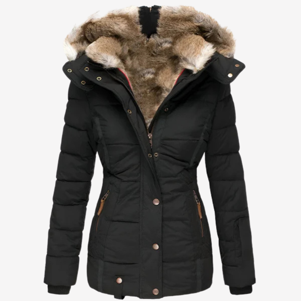 Warm Faux Fur Hooded Puffer Jacket for Women