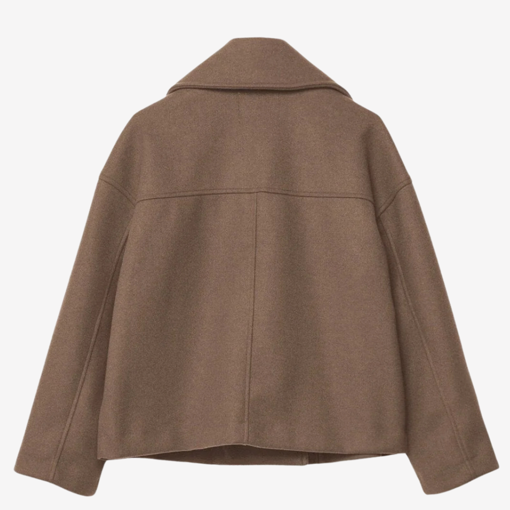 Chic Double-Breasted Cropped Wool Jacket for Women