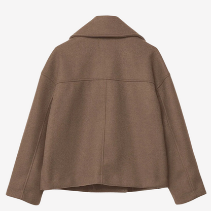 Chic Double-Breasted Cropped Wool Jacket for Women