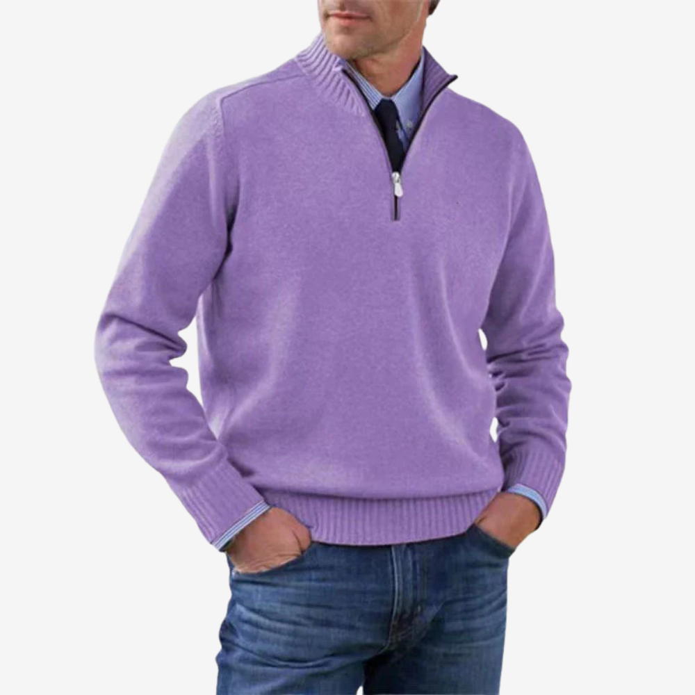 Casual Half Zip Knit Sweater for Men