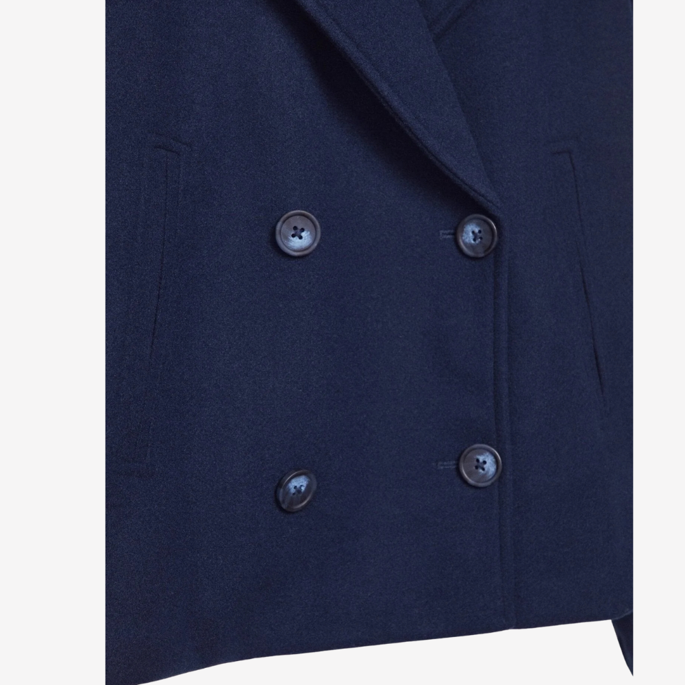 Chic Double-Breasted Cropped Wool Jacket for Women