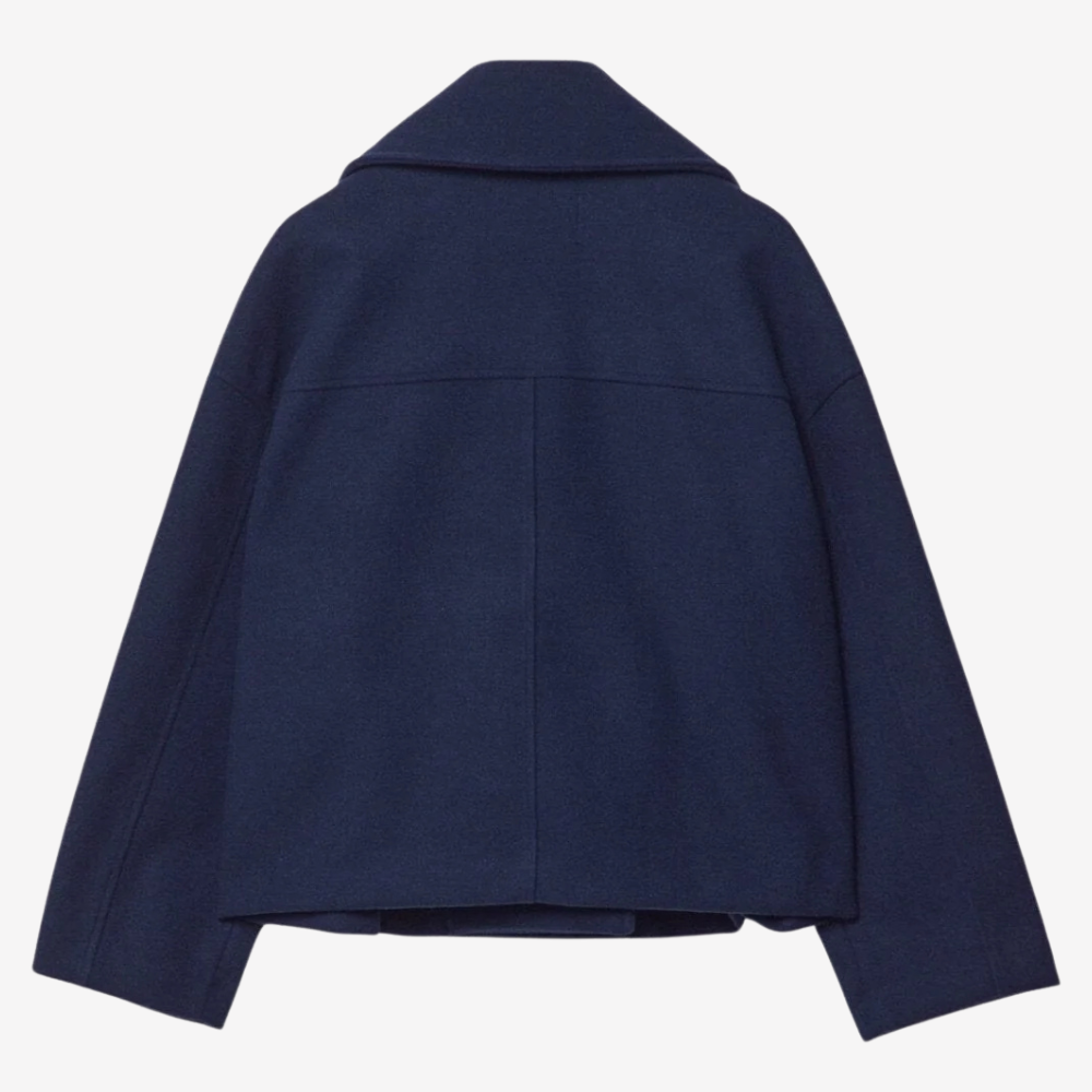 Chic Double-Breasted Cropped Wool Jacket for Women