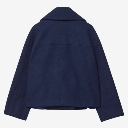 Chic Double-Breasted Cropped Wool Jacket for Women