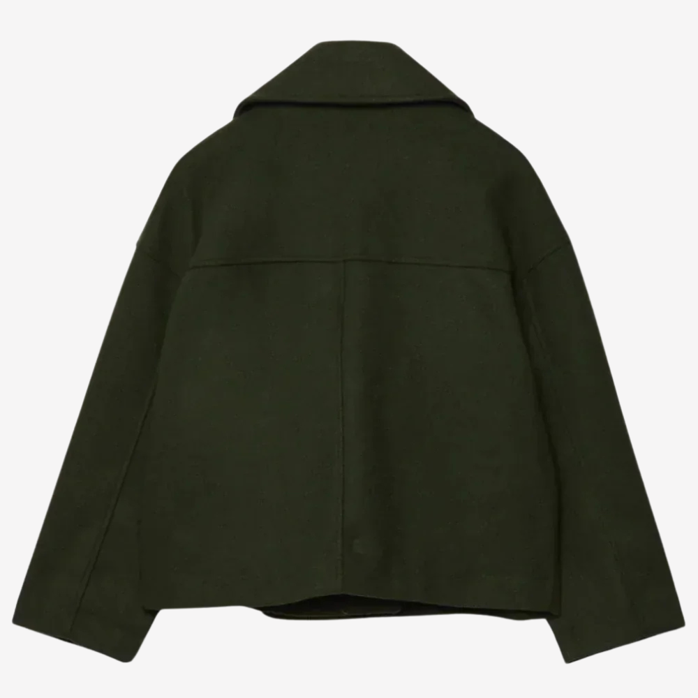 Chic Double-Breasted Cropped Wool Jacket for Women