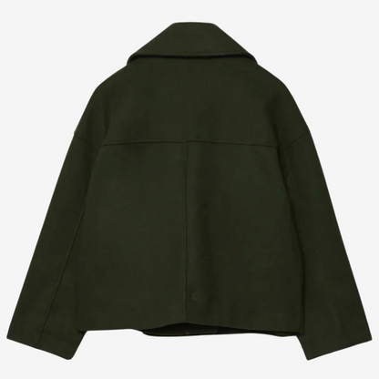 Chic Double-Breasted Cropped Wool Jacket for Women