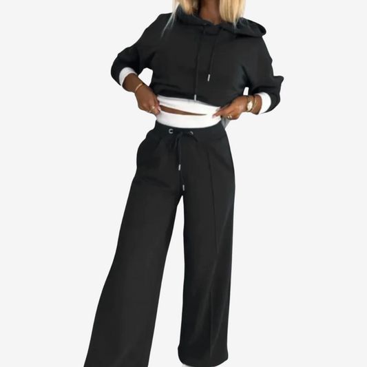 Cozy Wide-Leg Hoodie Pant Set for Women
