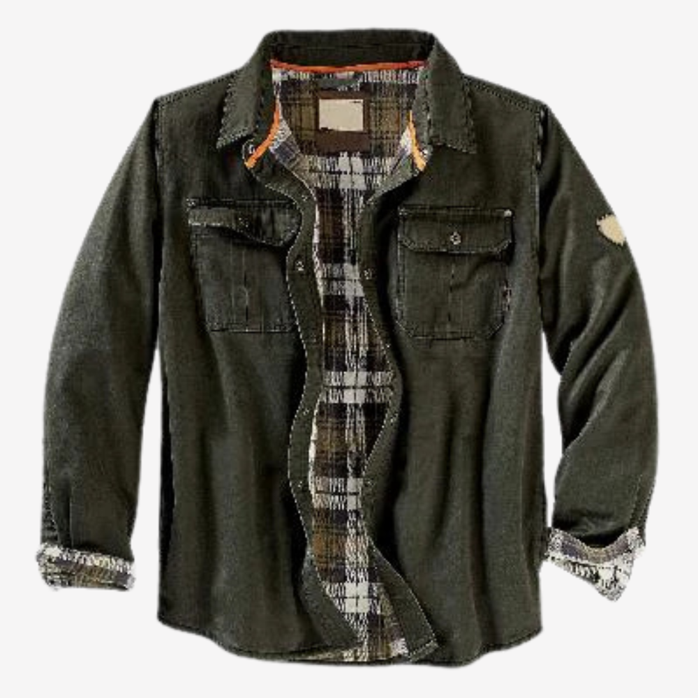 Plaid Lined Casual Shirt Jacket for Men
