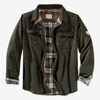 Plaid Lined Casual Shirt Jacket for Men