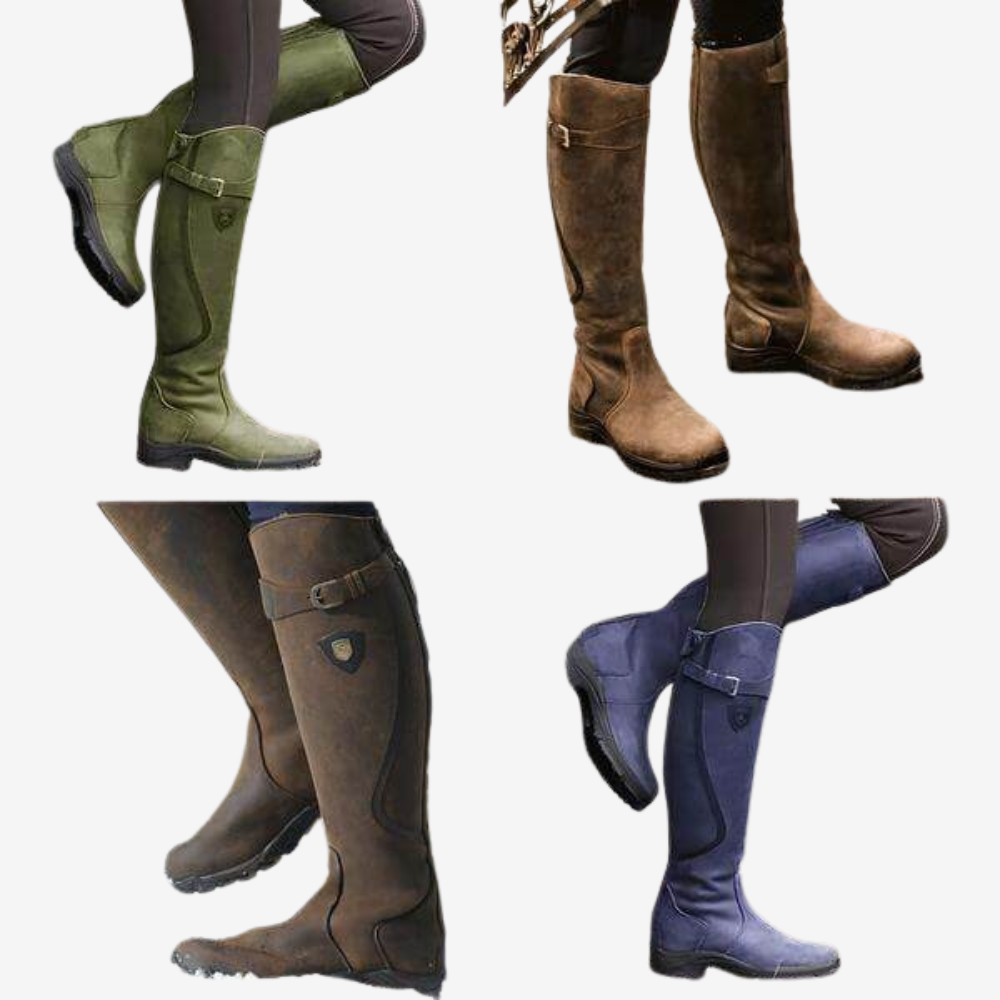 Vintage Suede Knee-High Riding Boots for Women