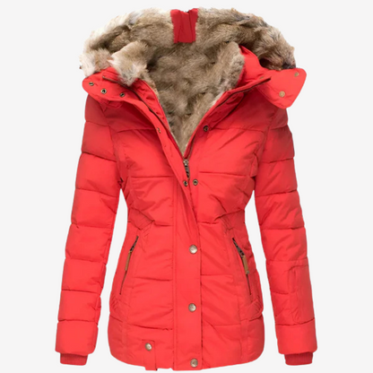 Warm Faux Fur Hooded Puffer Jacket for Women