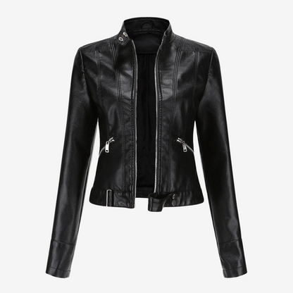Chic Faux Leather Biker Jacket for Women