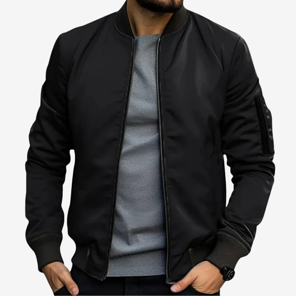 Sleek Satin Bomber Jacket for Men