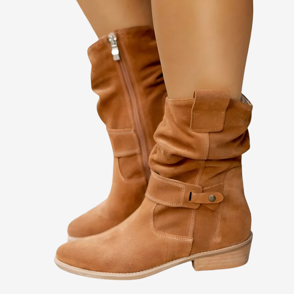 Suede Mid-Calf Slouch Boots for Women