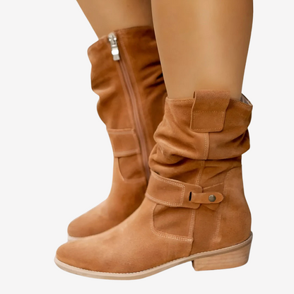 Suede Mid-Calf Slouch Boots for Women