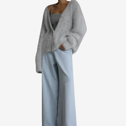 Cozy Fluffy Knit Cardigan Sweater for Women