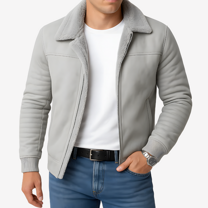 Warm Faux Shearling Bomber Jacket for Men