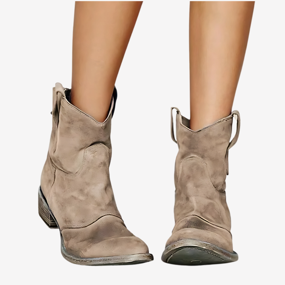 Suede Western Ankle Boots for Women
