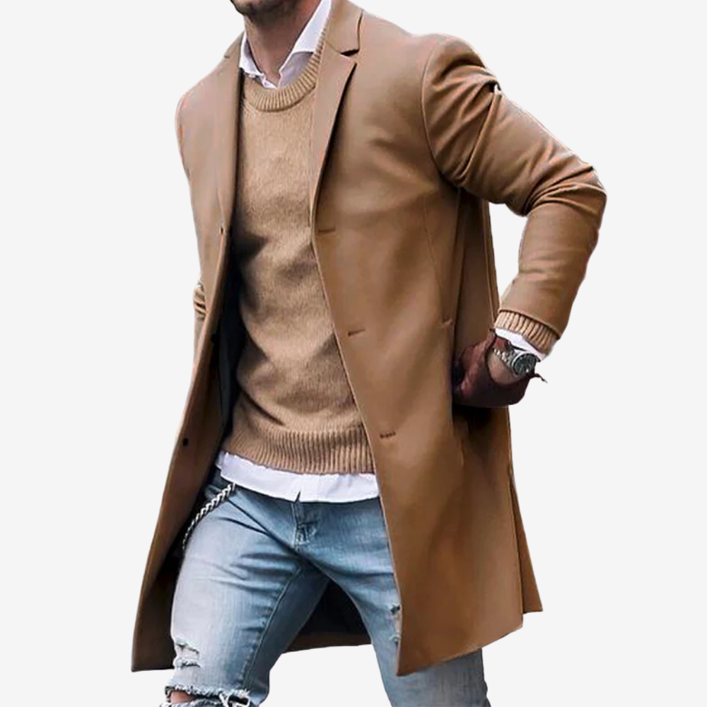 Chic Longline Wool Blend Overcoat for Men