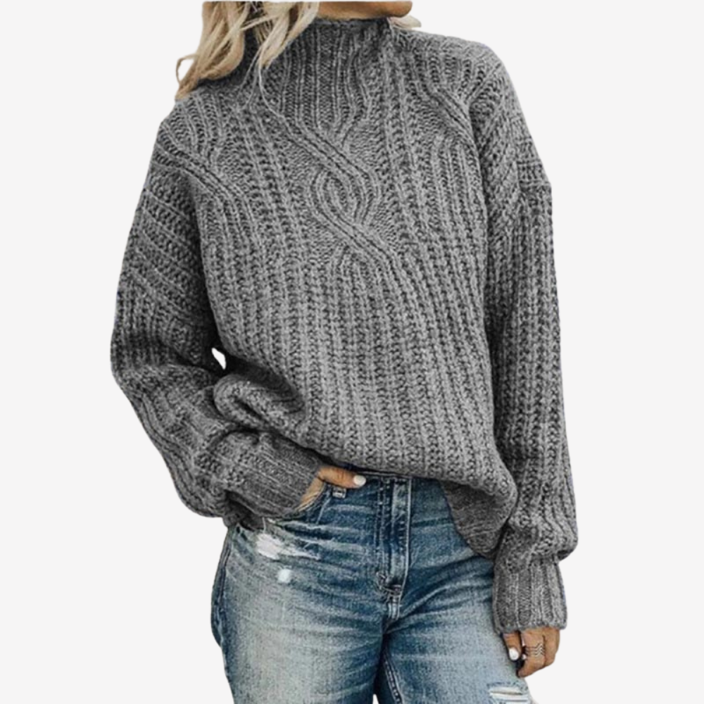 Cozy Chunky Knit Turtleneck Sweater for Women