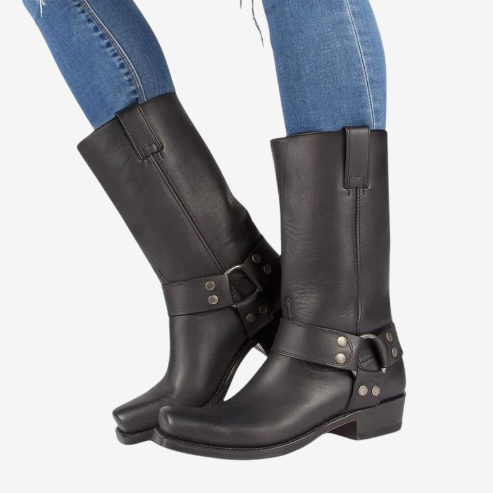 Rugged Leather Harness Boots for Men