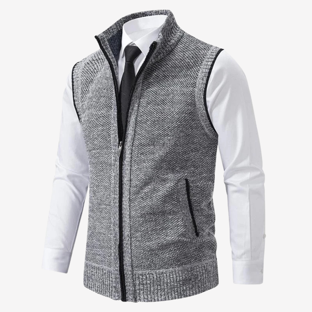 Wool Knit Zip Vest for Men
