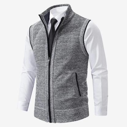 Wool Knit Zip Vest for Men