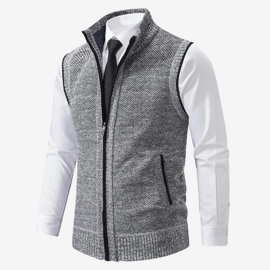 Wool Knit Zip Vest for Men
