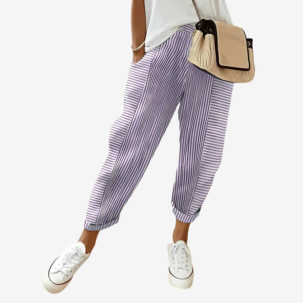 Relaxed Striped Casual Pants for Women