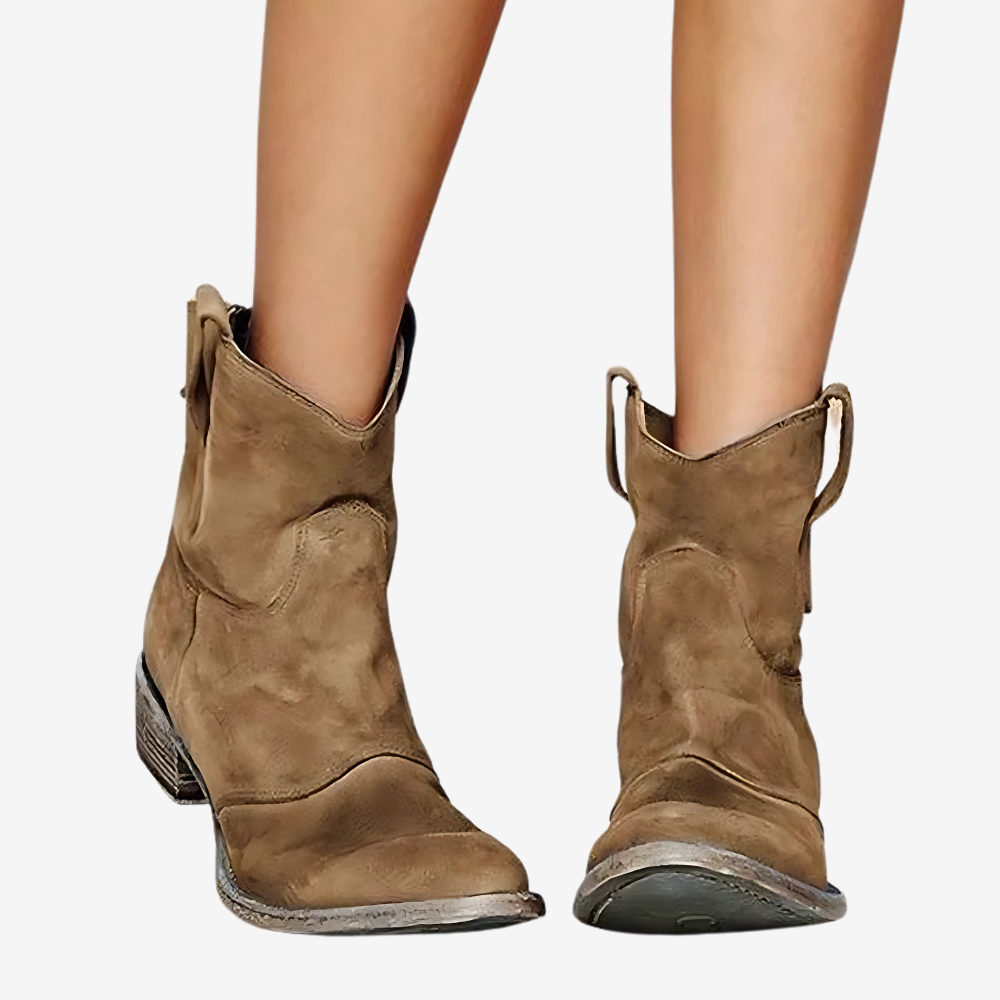 Suede Western Ankle Boots for Women