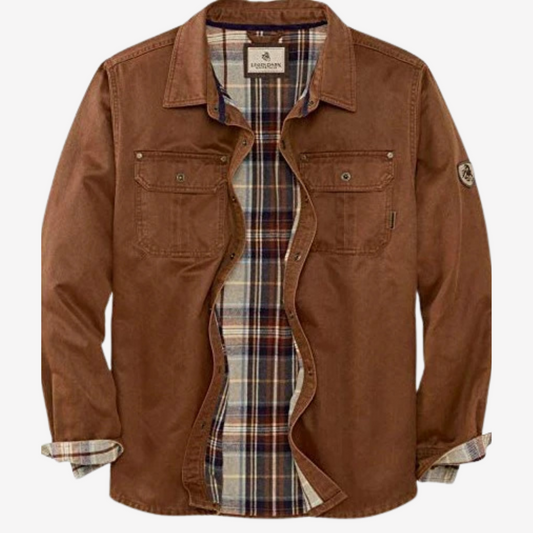 Plaid Lined Casual Shirt Jacket for Men