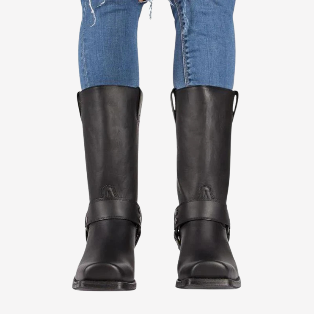 Rugged Leather Harness Boots for Men