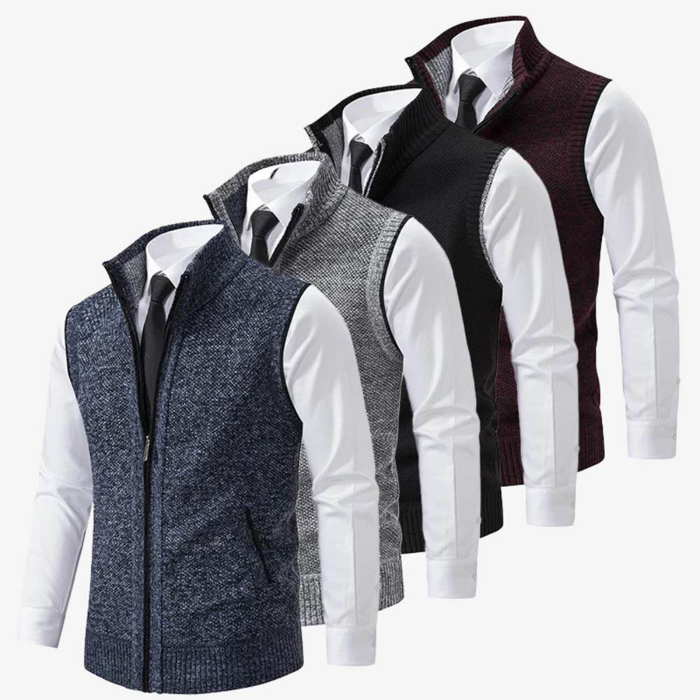 Wool Knit Zip Vest for Men