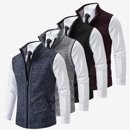 Wool Knit Zip Vest for Men