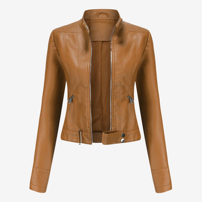 Chic Faux Leather Biker Jacket for Women